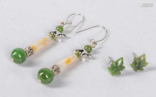 Set Of Jade Sterling Earrings