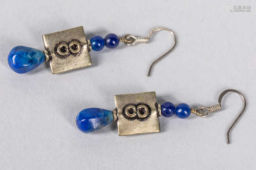 A Pair Of Lapis Sterling Earrings