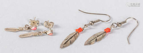 Set Of Navajo Earrings Feather