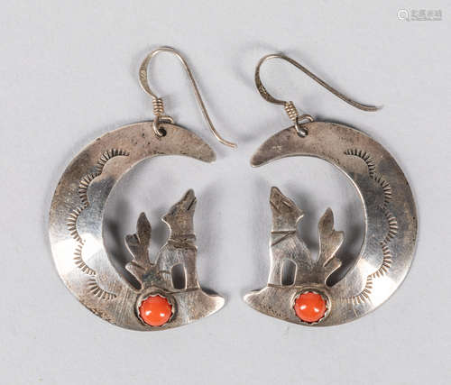 Navajo Sterling Coral Earrings