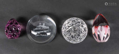 Set Of Carved Art Glass Paper Weights