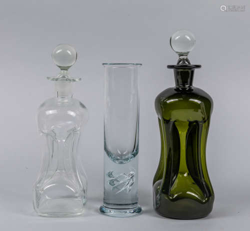 Set Of Decorative Art Deco Glass Bottles