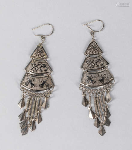 Chandelier Style Aztec Sterling Earrings