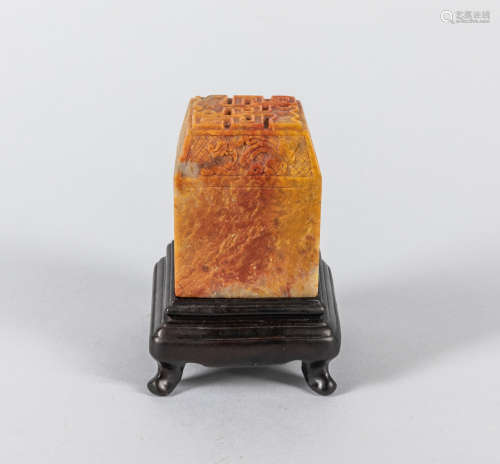Chinese Export Carved Shoushan Stone Seal
