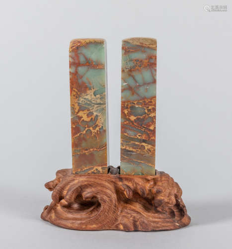 Special Pair of Chinese Export Stone Seal