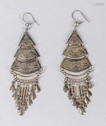 Aztec Chandalier Style Sterling Earring