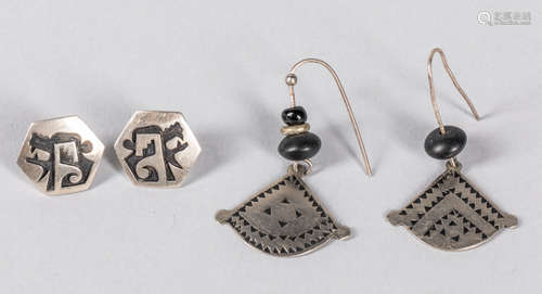 Two Pairs Of Sterling Earrings