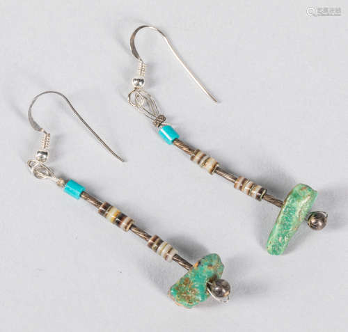 Navajo Sterling Shell Turquoise Earrings