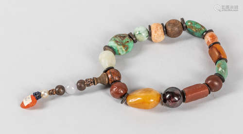 Chinese Antique Mixed Gem Stone Prayer Beads