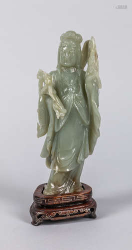 Chinese Antique HeTian Celadon Jade Figure