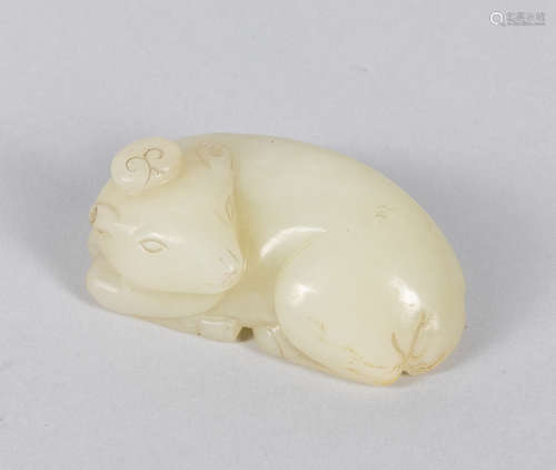 18-19th Chinese Antique White Jade Toggle