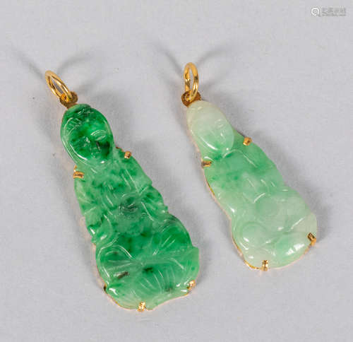 Chinese Export Green Jade Jadeite Carvings