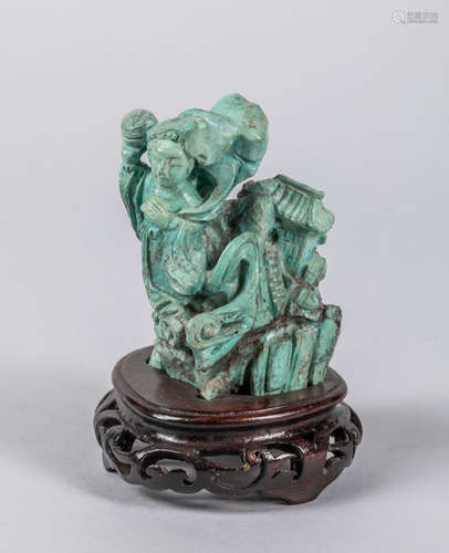 Chinese Antique Carved Turquoise Figure