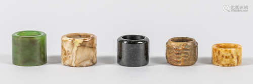 Group of Chinese Antique Jade Thumb Rings