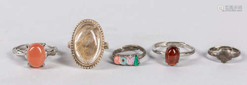 Collection of Silver & Gem Stone Rings