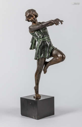 Collectible Art Deco Bronze Figure on Stone Stand