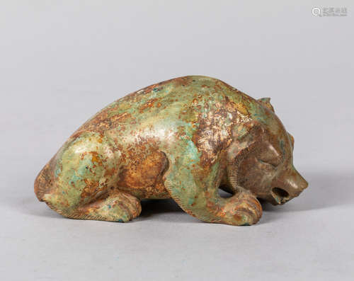 Large Chinese Carved Turquoise Like Bear