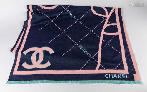 Chanel Blue Pink Scarf