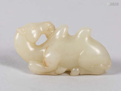 Chinese Export Carved White Jade Camel