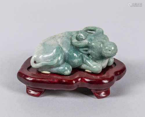 Chinese Antique Carved Jade Jadeite Figure of Buffalo