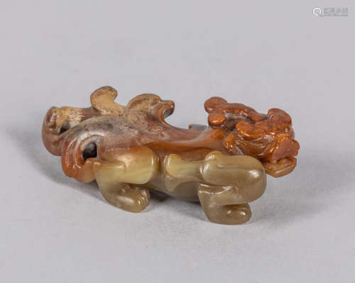 Chinese Carved Yellow Jade Beast