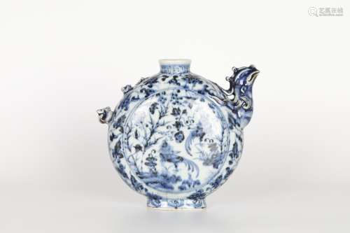 Yuan, blue and white phoenix pot