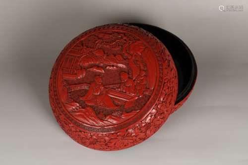 19TH Lacquer carved character box