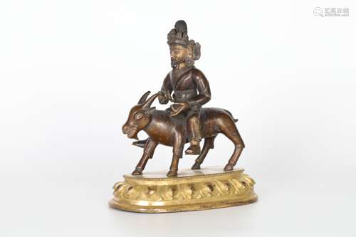 18TH Bronze statue of riding sheep to protect Dharma