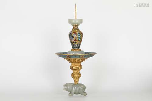 QIANLONG Cloisonne candle holder