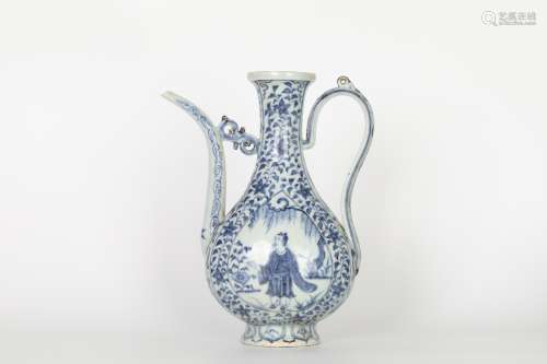16TH Blue and white character teapot