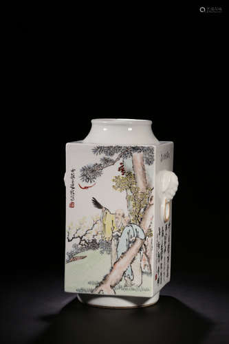 CHINESE QIANJIANG CAI SQAURED VASE