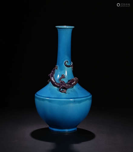 QIANLONG MARK, CHINESE BLUE GLAZED VASE