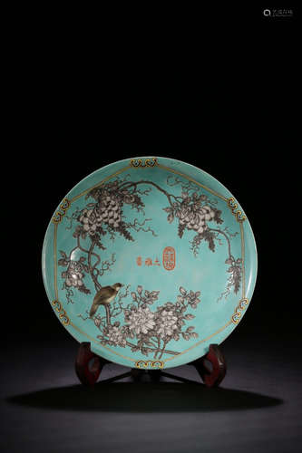 DAYAZHAI MARK, CHINESE LVSONG COLOR GREEN GLAZED PLATE