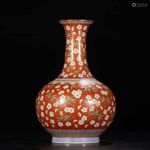 DIANDETANG MARK, CHINESE GILT IRON-RED GLAZED VASE