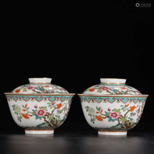 DIANDETANG MARK, PAIR OF CHINESE FAMILLE ROSE BOWL