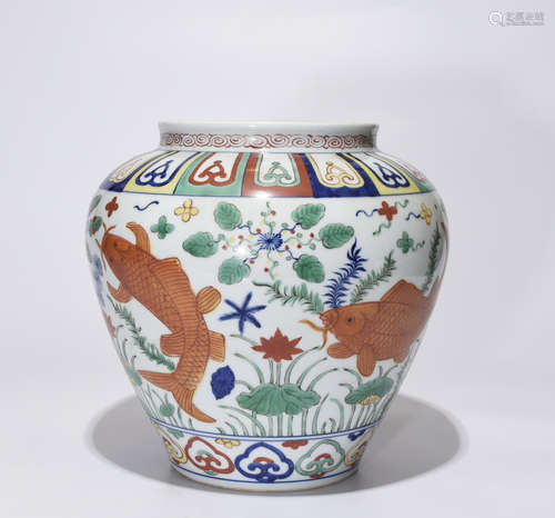 CHINESE BLUE & WHITE WUCAI JAR