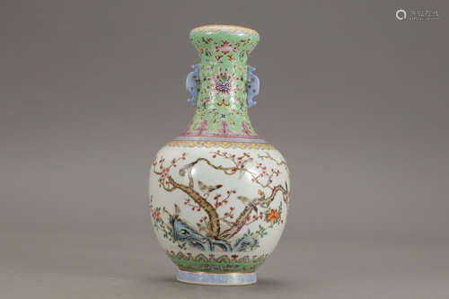 QIANLONG MARK, CHINESE FAMILLE ROSE VASE