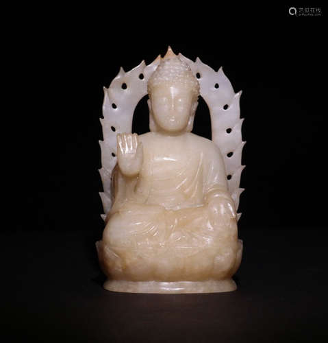 CHINESE CARVED HETIAN JADE BUDDHA