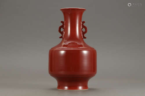 QIANLONG MARK, CHINESE JI-RED GLAZED VASE