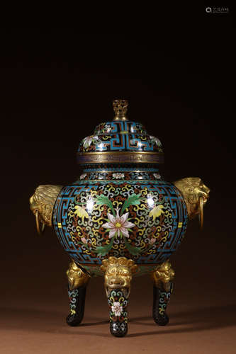 CHINESE CLOISONNE CENSER W/ COVER