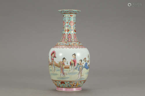 QIANLONG MARK, CHINESE FAMILLE ROSE VASE