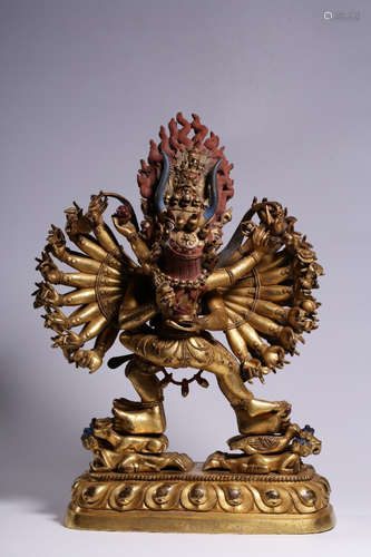 CHINESE GILT BRONZE BUDDHA