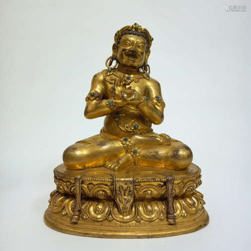 CHINESE GILT BRONZE BUDDHA