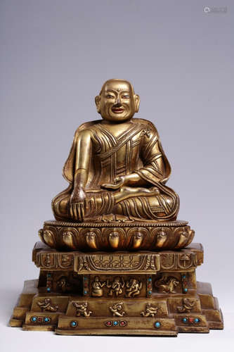 CHINESE GILT BRONZE BUDDHA