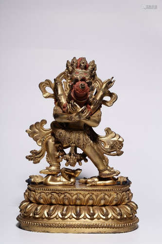 CHINESE GILT BRONZE BUDDHA