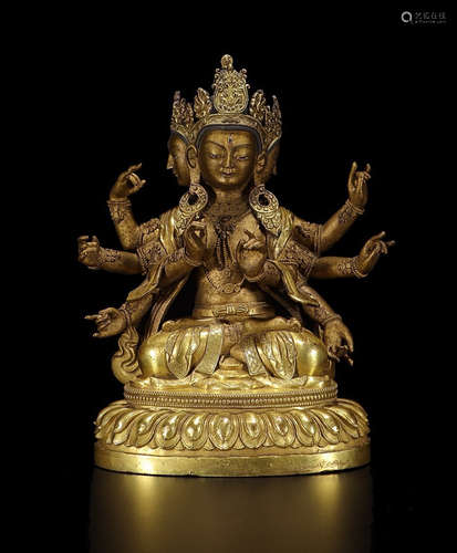 CHINESE GILT BRONZE BUDDHA