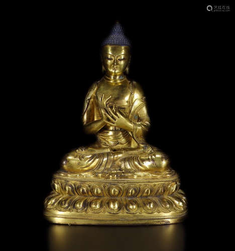 CHINESE GILT BRONZE BUDDHA