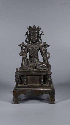 CHINESE GILT BRONZE BUDDHA