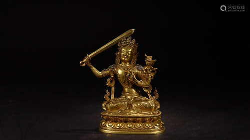 CHINESE GILT BRONZE BUDDHA