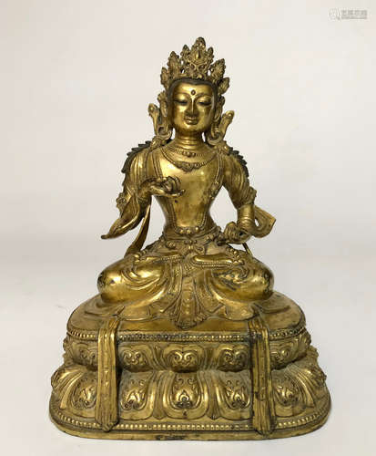 CHINESE GILT BRONZE BUDDHA